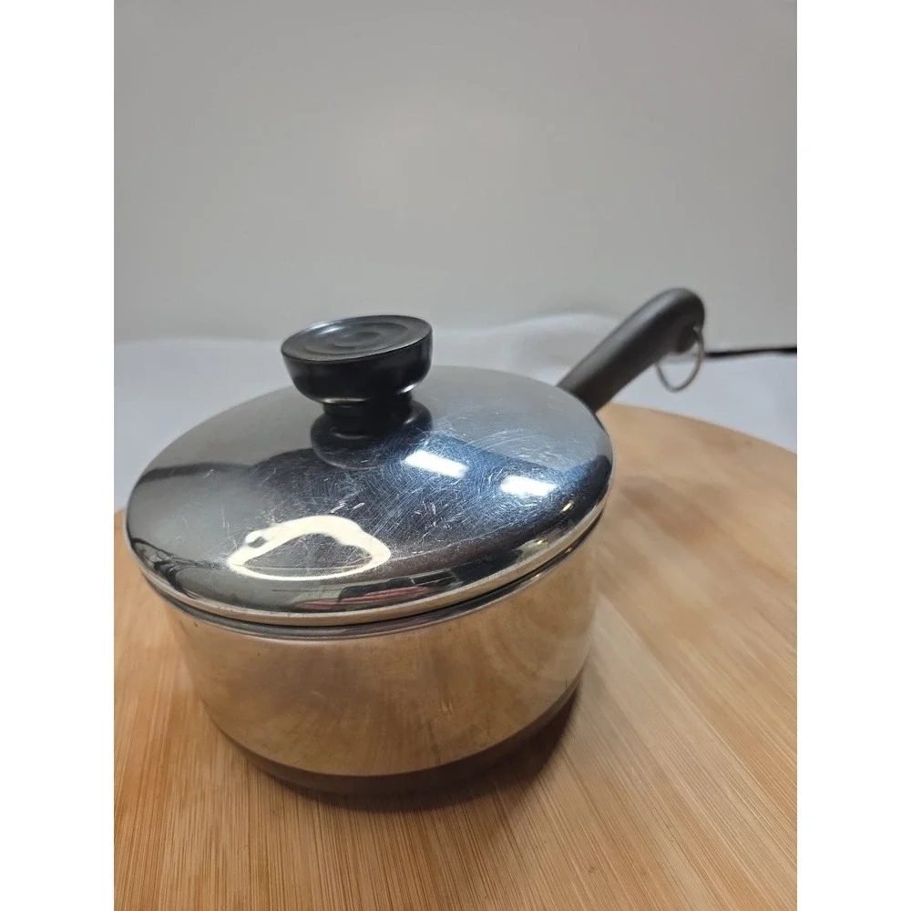 Revere Ware 1801 1 Qt Saucepan w/Lid Copper Clad Bottom USA Vintage Pot